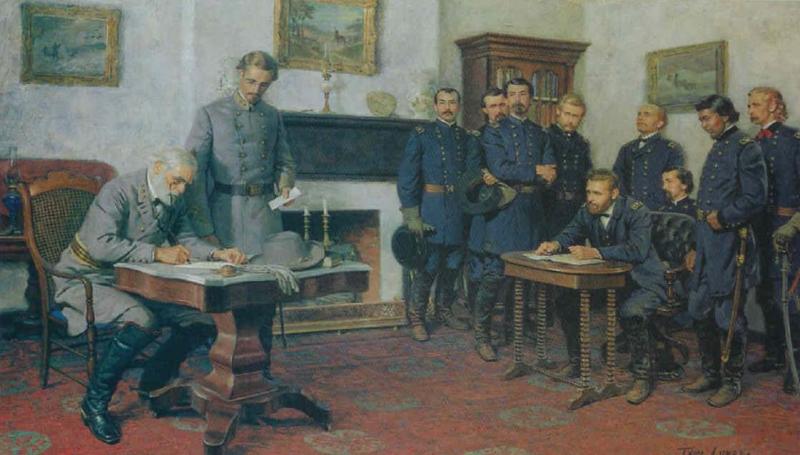 robert e lee surrender at appomattox. Robert E. Lee surrendered